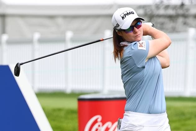 CLIFTON, NJ - MAY 09: Leona Maguire of Ireland plays her shot from the tenth tee during the first round of the Cognizant Founders Cup at Upper Montclair Country Club on May 09, 2024 in Clifton, New Jersey. (Photo by Rich Graessle Icon Sportswire) GOLF: MAY 09 LPGA, Golf Damen Cognizant Founders Cup EDITORIAL USE ONLY Icon2405094301