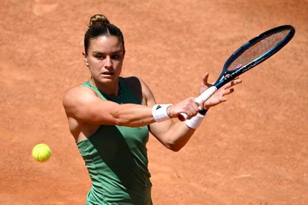 Maria Sakkari of Greece in action during the match against Varvara Gracheva of France at the Internazionali BNL d Italia 2024 tennis tournament at Foro Italico in Rome, Italy on May 10, 2024. Maria Sakkari defeated Varvara Gracheva 6-2, 6-2. antoniettaxbaldassarre
