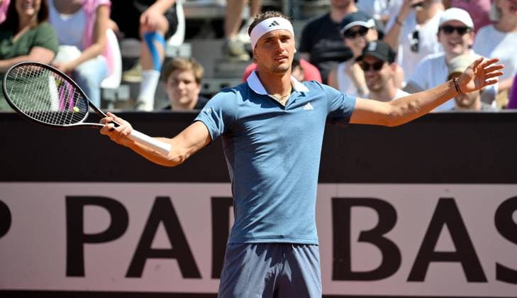 May 10, 2024, Rome: Alexander Zverev of Germany reacts during his men s singles second round match against Aleksandar Vukic of Australia at the Italian Open tennis tournament in Rome, Italy, 10 May 2024. ANSA ETTORE FERRARI Italian Open tennis tournament  - ZUMAa110 20240510_zaf_a110_051 Copyright: xEttorexFerrarix