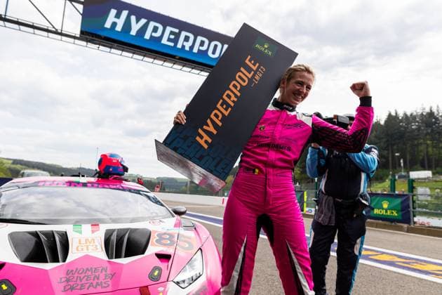 Sport Themen der Woche KW19 BOVY Sarah (bel), Iron Dames, Lamborghini Huracan GT3 Evo2, portrait hyperpole during the 2024 TotalEnergies 6 Hours of Spa-Francorchamps, 3rd round of the 2024 FIA World Endurance Championship, from May 8 to 11, 2024 on the Circuit de Spa-Francorchamps in Stavelot, Belgium - FIA WEC - 6 HOURS OF SPA-FRANCORCHAMPS 2024 DPPI Panoramic  _J1_8731