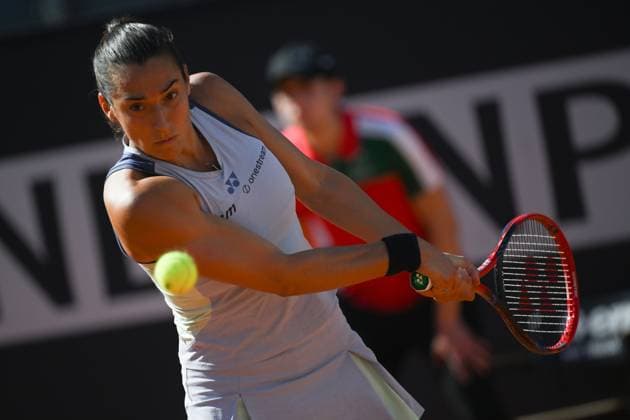 Caroline Garcia during the match against Elisabetta Cocciaretto at the Internazionali BNL d Italia 2024 tennis tournament at Foro Italico in Rome, Italy on May 10th, 2024. antoniettaxbaldassarre