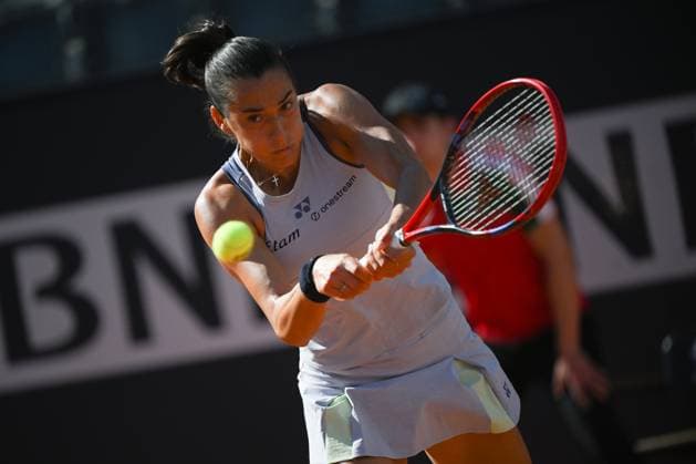 Caroline Garcia during the match against Elisabetta Cocciaretto at the Internazionali BNL d Italia 2024 tennis tournament at Foro Italico in Rome, Italy on May 10th, 2024. antoniettaxbaldassarre