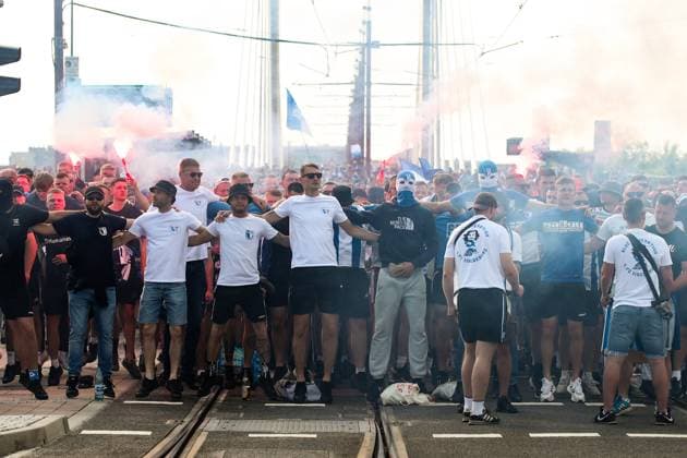 The Ultras have organized a fan march from the city centre to the arena before the last home game of the season 2 Football Bundesliga Season 2023 2024 1 FC Magdeburg vs SpVgg Greuther Fürth at the MDCC Arena in Magdeburg Football,Man,Men,Germany,10 05 2024