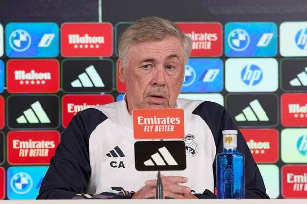 May 10, 2024, Madrid, Spain: Carlo Ancelotti, the head coach of Real Madrid CF speaks a press conference, PK, Pressekonferenz on the eve of the 2023 2024 La Liga EA Sports week 35 football match between Granada CF and Real Madrid CF at Real Madrid CF training ground. Madrid Spain - ZUMAs197 20240510_aaa_s197_068 Copyright: xFedericoxTitonex