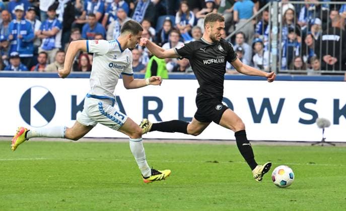 10 05 2024 Soccer Season 2023 2024 2 Soccer Bundesliga 33 Matchday 1 FC Magdeburg FCM SpVgg Greuther Fürth Kleeblatt Sportfoto Zink xwoxzix DFL regulations prohibit any use of photographs as image sequences and or quasi video only for editorial use Andi Hoti 3, FC Magdeburg Dennis Srbeny 7, SpVgg Greuther Fürth