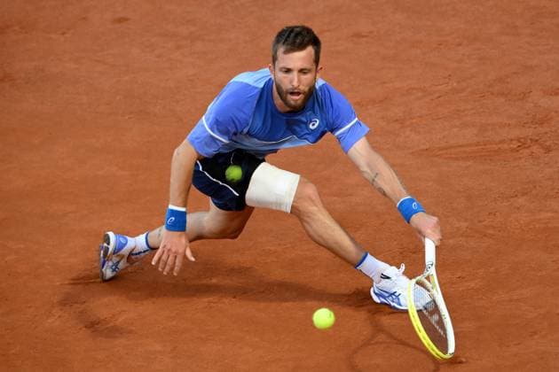 Corentin Moutet during the match against Novak Djokovic at the Internazionali BNL d Italia 2024 tennis tournament at Foro Italico in Rome, Italy on May 10th, 2024. antoniettaxbaldassarre