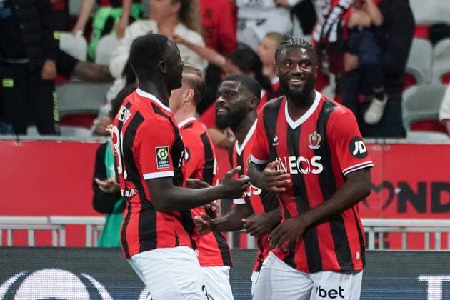 Joie - Terem Moffi (OGC Nice) - Antoine Alpha Mendy (OGC Nice) FOOTBALL : OGC Nice vs Le Havre - Ligue 1 Uber Eats - Nice - 10 05 2024 NorbertScanella Panoramic 