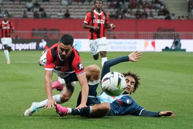 Morgan Sanson (OGC Nice) - Oussama Targhalline (Le Havre AC) FOOTBALL : OGC Nice vs Le Havre - Ligue 1 Uber Eats - Nice - 10 05 2024 NorbertScanella Panoramic 