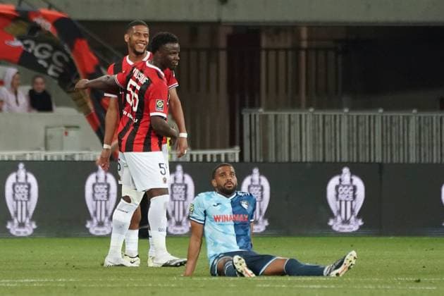 Jean Clair Todibo (OGC Nice) - Youssouf Ndayishimiye (OGC Nice) - Emmanuel Sabbi (Le Havre AC) FOOTBALL : OGC Nice vs Le Havre - Ligue 1 Uber Eats - Nice - 10 05 2024 NorbertScanella Panoramic 