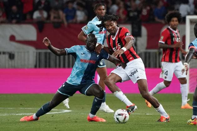Abdoulaye TourÃ (Le Havre AC) - Khephren Thuram (OGC Nice) FOOTBALL : OGC Nice vs Le Havre - Ligue 1 Uber Eats - Nice - 10 05 2024 NorbertScanella Panoramic 