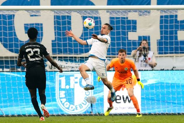Baris Atik 1 FC Magdeburg,23 2 Soccer Bundesliga Season 2023 2024 1 FC Magdeburg vs SpVgg Greuther Fürth at the MDCC Arena in Magdeburg Action,Soccer,Man,Men,Germany,10 05 2024
