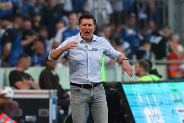 Coach Christian Titz 1 FC Magdeburg 2 Soccer Bundesliga Season 2023 2024 1 FC Magdeburg vs SpVgg Greuther Fürth at the MDCC Arena in Magdeburg Soccer,Man,Men,Germany,10 05 2024