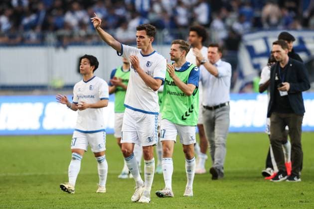 Tobias Müller 1 FC Magdeburg,21 2 Soccer Bundesliga Season 2023 2024 1 FC Magdeburg vs SpVgg Greuther Fürth at the MDCC Arena in Magdeburg Action,Soccer,Man,Men,Germany,10 05 2024