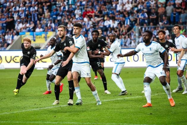 Daniel Elfadli 1 FC Magdeburg,6 and Daniel Heber 1 FC Magdeburg,15 against Dennis Srbeny SpVgg Greuther Fürth,7 2 Soccer Bundesliga Season 2023 2024 1 FC Magdeburg vs SpVgg Greuther Fürth at the MDCC Arena in Magdeburg Action,Soccer,Man,Men,Germany,10 05 2024