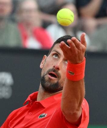 (240511) -- ROME, May 11, 2024 -- Novak Djokovic of Serbia serves during the men s singles round of 64 match against Corentin Moutet of France at the ATP, Tennis Herren Italian Open in Rome, Italy, May 10, 2024. (Photo by Xinhua) (SP)ITALY-ROME-TENNIS-ATP-ITALIAN OPEN AlbertoxLingria 