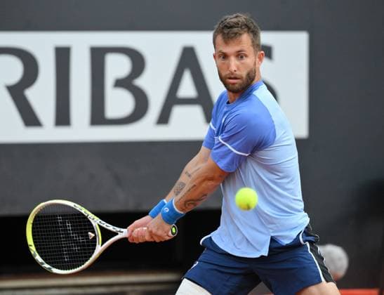 (240511) -- ROME, May 11, 2024 -- Corentin Moutet of France hits a return during the men s singles round of 64 match against Corentin Moutet of France at the ATP, Tennis Herren Italian Open in Rome, Italy, May 10, 2024. (Photo by Xinhua) (SP)ITALY-ROME-TENNIS-ATP-ITALIAN OPEN AlbertoxLingria 
