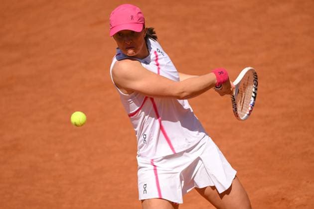 Iga Swiatek of Poland during the match against Yulia Putintseva of Kazakistan at the Internazionali BNL d Italia 2024 tennis tournament at Foro Italico in Rome, Italy on May 11th, 2024. antoniettaxbaldassarre