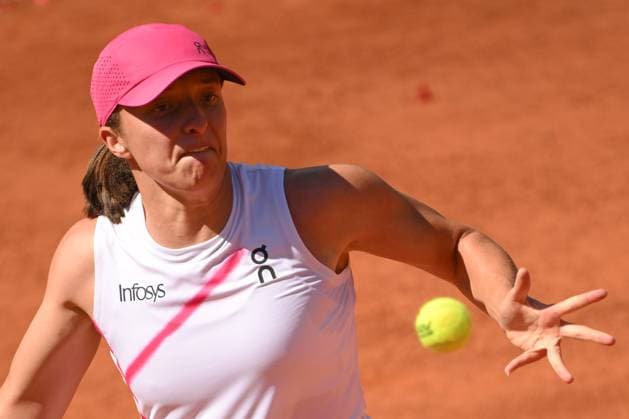 Iga Swiatek of Poland during the match against Yulia Putintseva of Kazakistan at the Internazionali BNL d Italia 2024 tennis tournament at Foro Italico in Rome, Italy on May 11th, 2024. antoniettaxbaldassarre