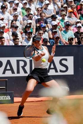 May 11, 2024, Rome, ITALY: Paula Badosa of Spain in action during her women s singles 3rd round match against Diana Shnaider of Russia (not pictured) at the Italian Open tennis tournament in Rome, Italy, 11 May 2024. ANSA FABIO FRUSTACI Italian Open tennis tournament  - ZUMAa110 20240511_zaf_a110_011 Copyright: xFabioxFrustacix
