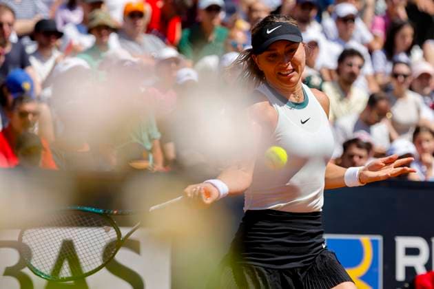 May 11, 2024, Rome, ITALY: Paula Badosa of Spain in action during her women s singles 3rd round match against Diana Shnaider of Russia (not pictured) at the Italian Open tennis tournament in Rome, Italy, 11 May 2024. ANSA FABIO FRUSTACI Italian Open tennis tournament  - ZUMAa110 20240511_zaf_a110_012 Copyright: xFabioxFrustacix