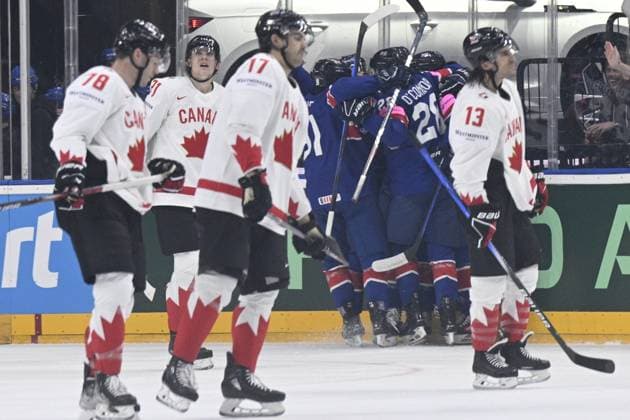 Great Britain vs Canada group A match of the 2024 IIHF World Championship, WM, Weltmeisterschaft in Prague, Czech Republic, on May 11, 2024. Hockey players of Great Britain celebrate goal. (CTKxPhoto MichalxKamaryt) CTKPhotoP2024051102575  CTKPhotoP2024051102575