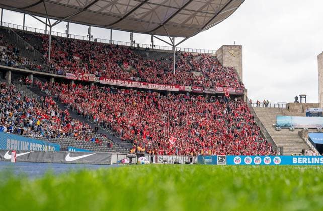 Soccer, Men, Season 2023 2024, 2 Bundesliga 33 Matchday , Hertha BSC 1 FC Kaiserslautern, Fans of Kaiserslautern in the guest block, 11 05 2024, Copyright: xSebastianxRäppold MatthiasxKochx