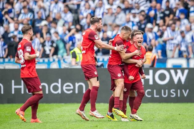 2 Soccer Bundesliga, Hertha BSC vs 1 FC Kaiserslautern Berlin, 11 05 2024 Goal celebration for 1 1 by Marlon Ritter 1 FC Kaiserslautern, 7 2 Soccer Bundesliga, Hertha BSC vs 1 FC Kaiserslautern, Olympiastadion, Berlin, 11 05 2024 DFL REGULATIONS PROHIBIT ANY USE OF PHOTOGRAPHS AS IMAGE SEQUENCES AND OR QUASI VIDEO Copyright: xBEAUTIFULxSPORTS LucianoxLimax