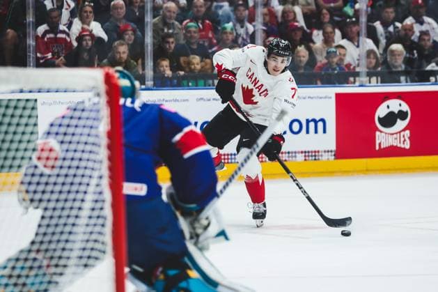 Ice hockey, Eishockey - IIHF WC 2024 PRAGUE,CZECH REPUBLIC,11.MAY.24 - ICE HOCKEY - IIHF Ice Hockey World Championship, WM, Weltmeisterschaft 2024, group stage, Great Britain vs Canada. Image shows Ridly Greig (CAN).  GEPAxpictures xDanielxGoetzhaber