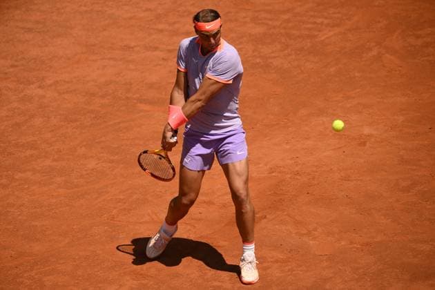 Rafael Nadal of Spain during the match against Hubert Hurkacz Poland at the Internazionali BNL d Italia 2024 tennis tournament at Foro Italico in Rome, Italy on May 11th, 2024. antoniettaxbaldassarre