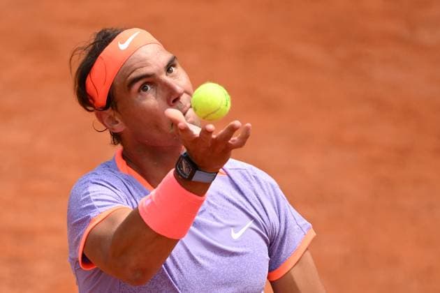 Rafael Nadal of Spain during the match against Hubert Hurkacz Poland at the Internazionali BNL d Italia 2024 tennis tournament at Foro Italico in Rome, Italy on May 11th, 2024. antoniettaxbaldassarre