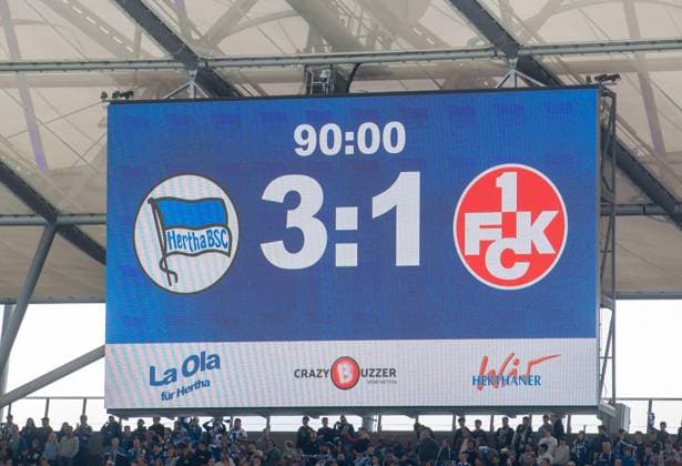 Soccer, Men, Season 2023 2024, 2 Bundesliga 33 Matchday , Hertha BSC 1 FC Kaiserslautern, Scoreboard with 3 1 Final Score, 11 05 2024, Copyright: xSebastianxRäppold MatthiasxKochx