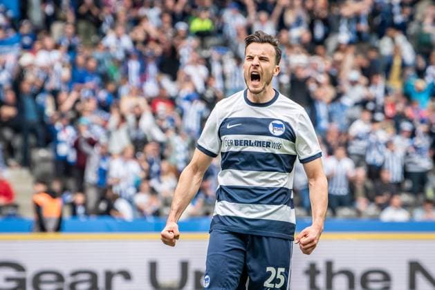 2 Soccer Bundesliga, Hertha BSC vs 1 FC Kaiserslautern Berlin, 11 05 2024 Goal celebration for 1 0 by Haris Tabakovic Hertha BSC, 25 , Jeremy Dudziak Hertha BSC, 19 2 Soccer Bundesliga, Hertha BSC vs 1 FC Kaiserslautern, Olympiastadion, Berlin, 11 05 2024 DFL REGULATES PROHIBIT ANY USE OF PHOTOGRAPHS AS IMAGE SEQUENCES AND OR QUASI VIDEO Copyright: xBEAUTIFULxSPORTS LucianoxLimax