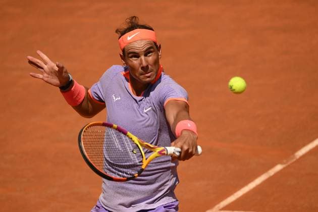 Rafael Nadal of Spain during the match against Hubert Hurkacz Poland at the Internazionali BNL d Italia 2024 tennis tournament at Foro Italico in Rome, Italy on May 11th, 2024. antoniettaxbaldassarre