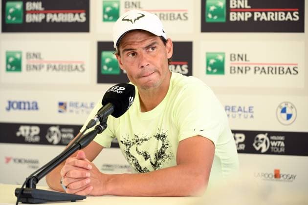 Sport Bilder des Tages Rafael Nadal of Spain during the press conference, PK, Pressekonferenz at the Internazionali BNL d Italia 2024 tennis tournament at Foro Italico in Rome, Italy on May 11th, 2024. antoniettaxbaldassarre