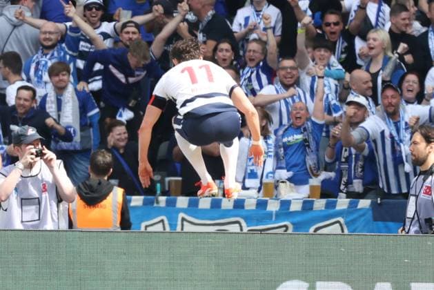 DEU, DFL, 2 FBL, Hertha BSC vs 1 FC Kaiserslautern, 11 05 2024, Berliner Olympiastadion, Berlin, DEU, DFL, 2 FBL, Hertha BSC vs 1 FC Kaiserslautern, im Bild 3 1 durch Fabian Reese Hertha BSC Berlin 11 , DFL regulations prohibit any use of Photographs as image sequences and or quasi video Foto Juergen Engler nordphoto GmbH nordphotoxGmbHx xEngler nph00076