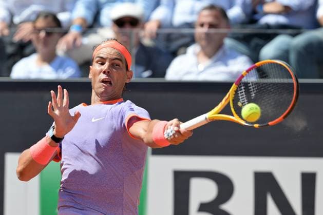 Rafael Nadal (ESP) during her match against Hubert Hurkacz (POL) at the Italian Open tennis tournament in Rome, Thursday, May 11, 2024.(Alfredo Falcone LaPresse)  Copyright: xAlfredoxFalcone LaPressex