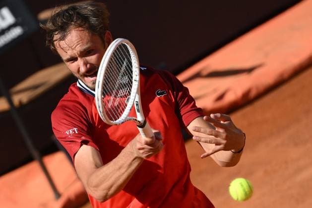 Daniil Medvedev of Russia during the match against Jack Draper of Great Bretain at the Internazionali BNL d Italia 2024 tennis tournament at Foro Italico in Rome, Italy on May 11th, 2024. antoniettaxbaldassarre