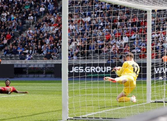 Goalkeeper Tjark Ernst, Hertha BSC, Germany, Berlin, Olympiastadion, Football, Men, Season 2023 2024, 2 Bundesliga, Matchday 33 , Hertha BSC 1 FC Kaiserslautern