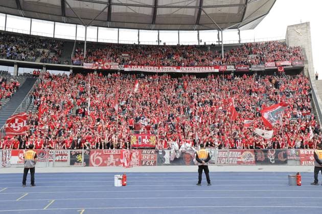 Fans, 1 FC Kaiserslautern , Germany, Berlin, Olympiastadion, Football, Men, Season 2023 2024, 2 Bundesliga, 33 Matchday , Hertha BSC 1 FC Kaiserslautern