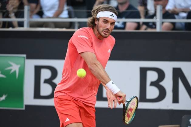 Stefanos Tsitsipas of Greece during the match against Jan-Lennard Struff of Germany at the Internazionali BNL d Italia 2024 tennis tournament at Foro Italico in Rome, Italy on May 11th, 2024. antoniettaxbaldassarre