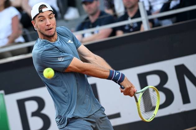 Jan-Lennard Struff of Germany during the match against Stefanos Tsitsipas of Greece at the Internazionali BNL d Italia 2024 tennis tournament at Foro Italico in Rome, Italy on May 11th, 2024. antoniettaxbaldassarre