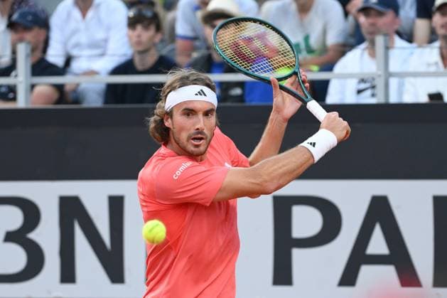 Stefanos Tsitsipas of Greece during the match against Jan-Lennard Struff of Germany at the Internazionali BNL d Italia 2024 tennis tournament at Foro Italico in Rome, Italy on May 11th, 2024. antoniettaxbaldassarre