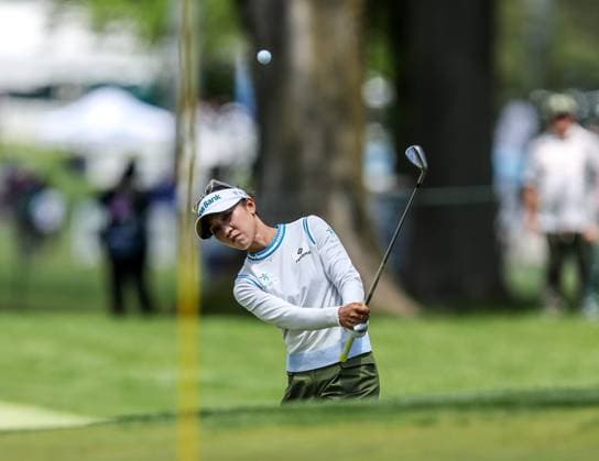 May 11, 2024: Lydia Ko of New Zealand chips onto the green during the third round at the Cognizant Founders Cup at the Upper Montclair Country Club in Clifton, NJ. CSM Clifton United States of America - ZUMAc04_ 20240511_zma_c04_011 Copyright: xMikexLangishx