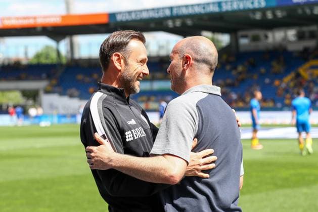 12 05 2024, xtgx, Soccer 2 Bundesliga, Eintracht Braunschweig SV Wehen Wiesbaden emspor, v l Nils Doering Wiesbaden, Trainer , Daniel Scherning Braunschweig, Trainer DFL DFB REGULATIONS PROHIBIT ANY USE OF PHOTOGRAPHS as IMAGE SEQUENCES and or QUASI VIDEO Braunschweig