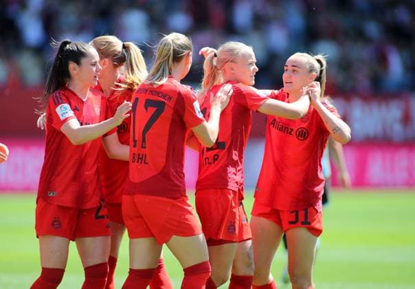 Munich, Germany 12 May 2024 Soccer, WOMEN, GOOGLE PIXEL WOMEN BUNDESLIGA, Season 2023 2024, FC Bayern Munich 1 FC Nuremberg, Campus 1 0 by Pernille Harder FC Bayern Munich , Goal, Cheering
