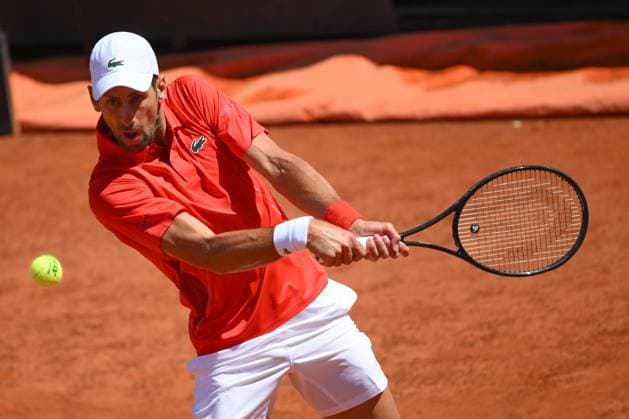 Novak Djokovic of Serbia during the match against Alejandro Tabilo of Chile at the Internazionali BNL d Italia 2024 tennis tournament at Foro Italico in Rome, Italy on May 12th, 2024. antoniettaxbaldassarre
