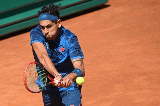 Alejandro Tabilo of Chile during the match against Novak Djokovic of Serbia at the Internazionali BNL d Italia 2024 tennis tournament at Foro Italico in Rome, Italy on May 12th, 2024. antoniettaxbaldassarre