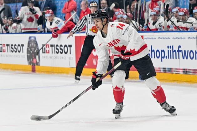PRAGUE, CZECH REPUBLIC MAY 12 Dylan Guenther of Canada in action during the preliminary round match between Denmark and Canada at Prague Arena on May 12, 2024 in Prague, Czech Republic Prague Prague Arena Czech Republic Copyright: xJustPictures.ch AndreaxBrancax jp-en-EuSpIm-AB_12052024_AAB_0609