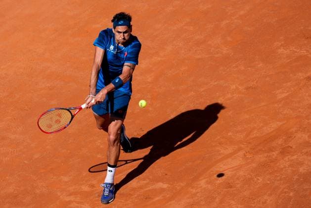 Internazionali BNL D Italia 2024 - Day Seven Alejandro Tabilo of Chile in action against Novak Djokovic of Serbia during the Men s Singles match on Day Seven of Internazionali BNL D Italia 2024 at Foro Italico on May 12, 2024 in Rome, Italy. Rome Foro Italico Lazio Italy Copyright: xGiuseppexMaffiax IBI_Day7_Djokovic-Tabilo_032