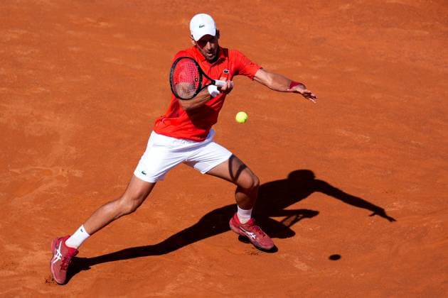 Internazionali BNL D Italia 2024 - Day Seven Novak Djokovic of Serbia in action against Alejandro Tabilo of Chile during the Men s Singles match on Day Seven of Internazionali BNL D Italia 2024 at Foro Italico on May 12, 2024 in Rome, Italy. Rome Foro Italico Lazio Italy Copyright: xGiuseppexMaffiax IBI_Day7_Djokovic-Tabilo_041